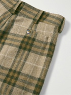 Burberry - Straight-Leg Zip-Detailed Checked Wool Trousers - Green
