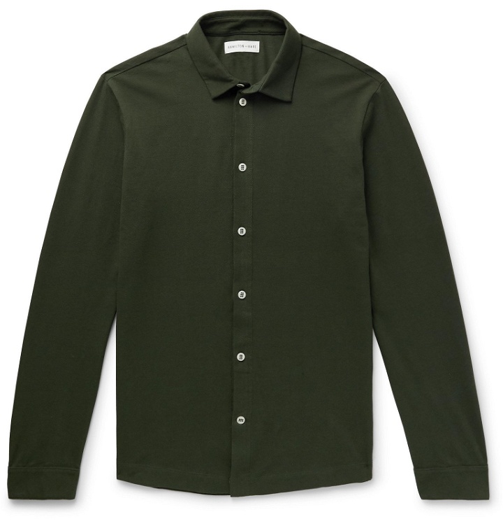 Photo: Hamilton and Hare - Travel Slim-Fit Cotton-Piqué Shirt - Green