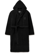 BALENCIAGA - Logo-Embroidered Cotton-Terry Hooded Robe - Black