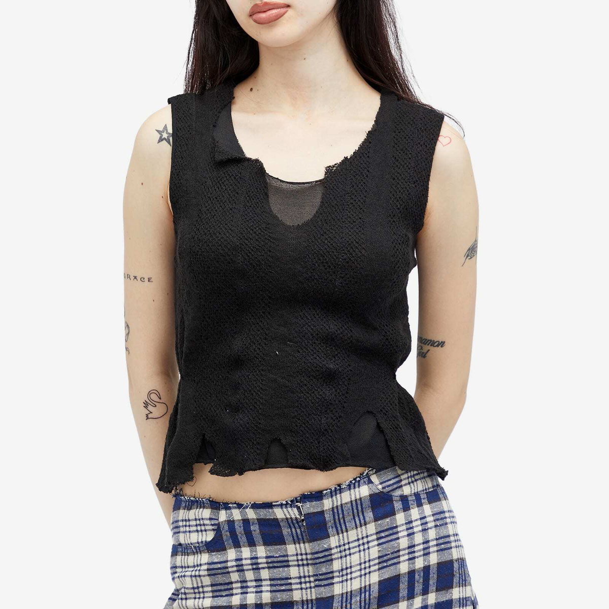 人気特価 Black in Vest Ragged Women's Legacy Our Crochet Our Stripe トップス