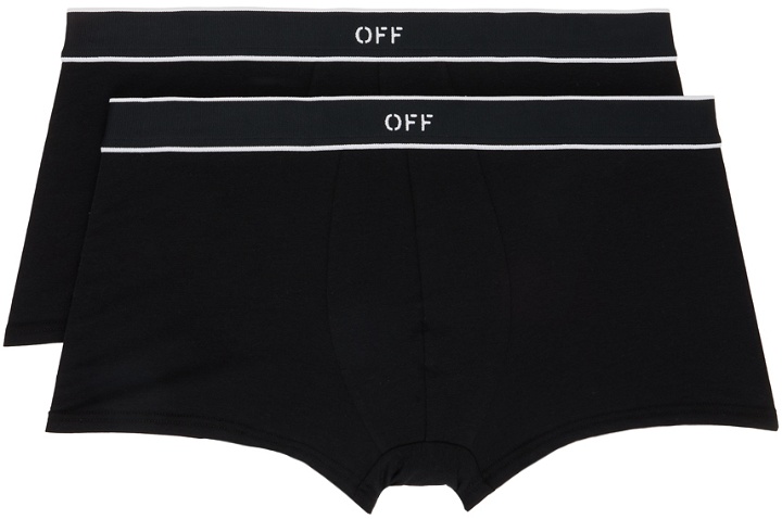Photo: Off-White Two-Pack Black Off-Stamp Boxers