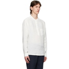 Z Zegna White Collarless Half-Buttoned Shirt