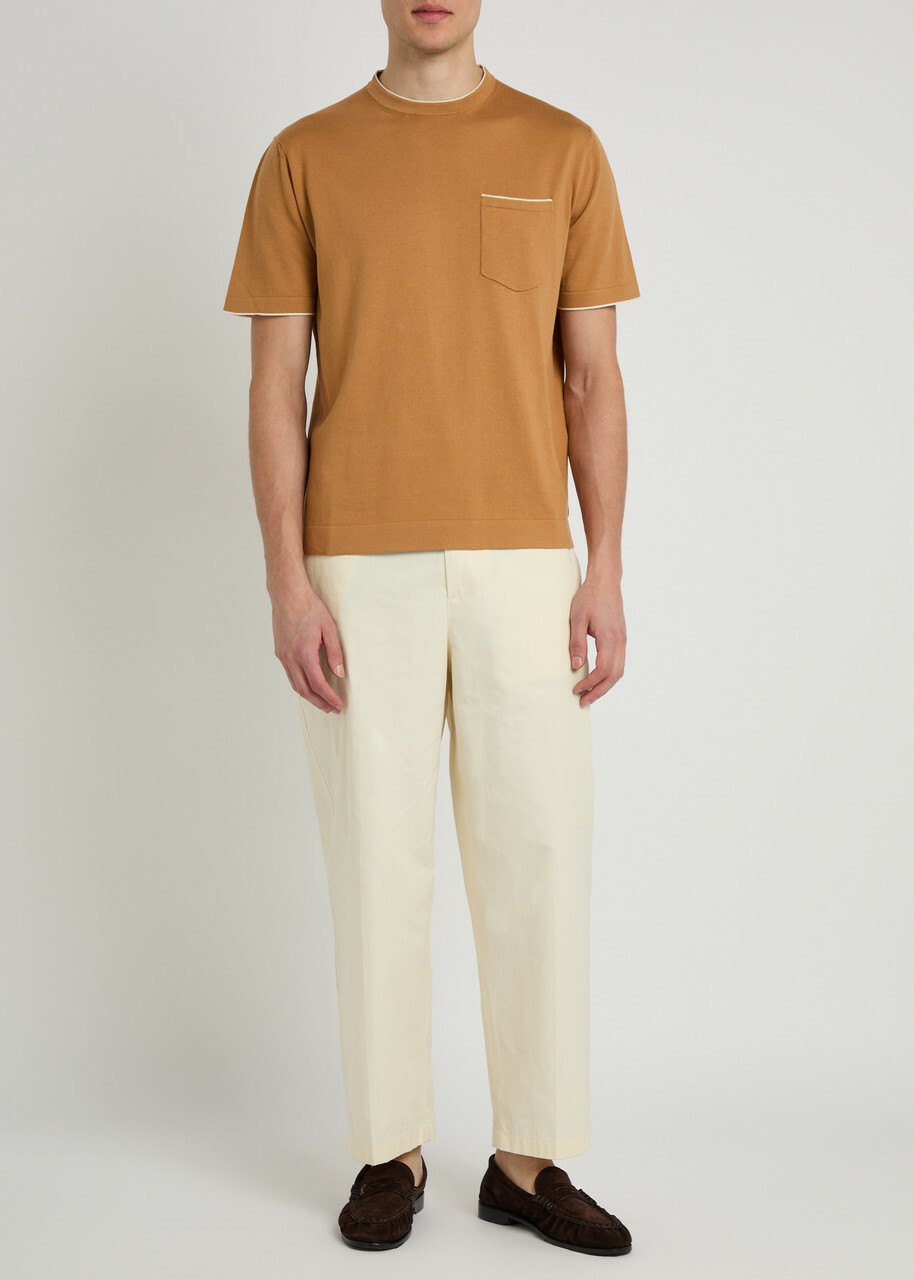 Canali Cotton and Silk-blend T-shirt Camel