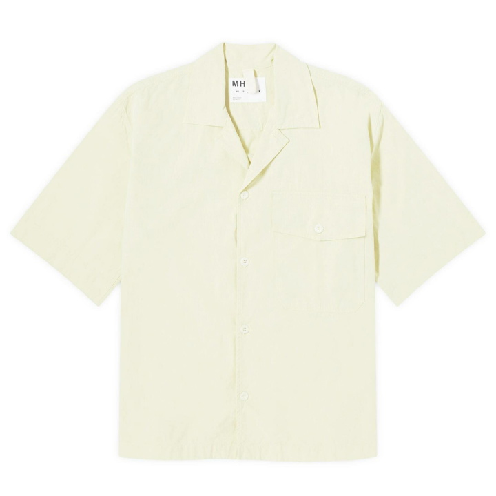 Photo: MHL by Margaret Howell Men's Short Sleeve Flat Pocket Shirt in Pale Yellow