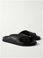 Mr P. - David Cross-Grain Leather and Suede Sandals - Black