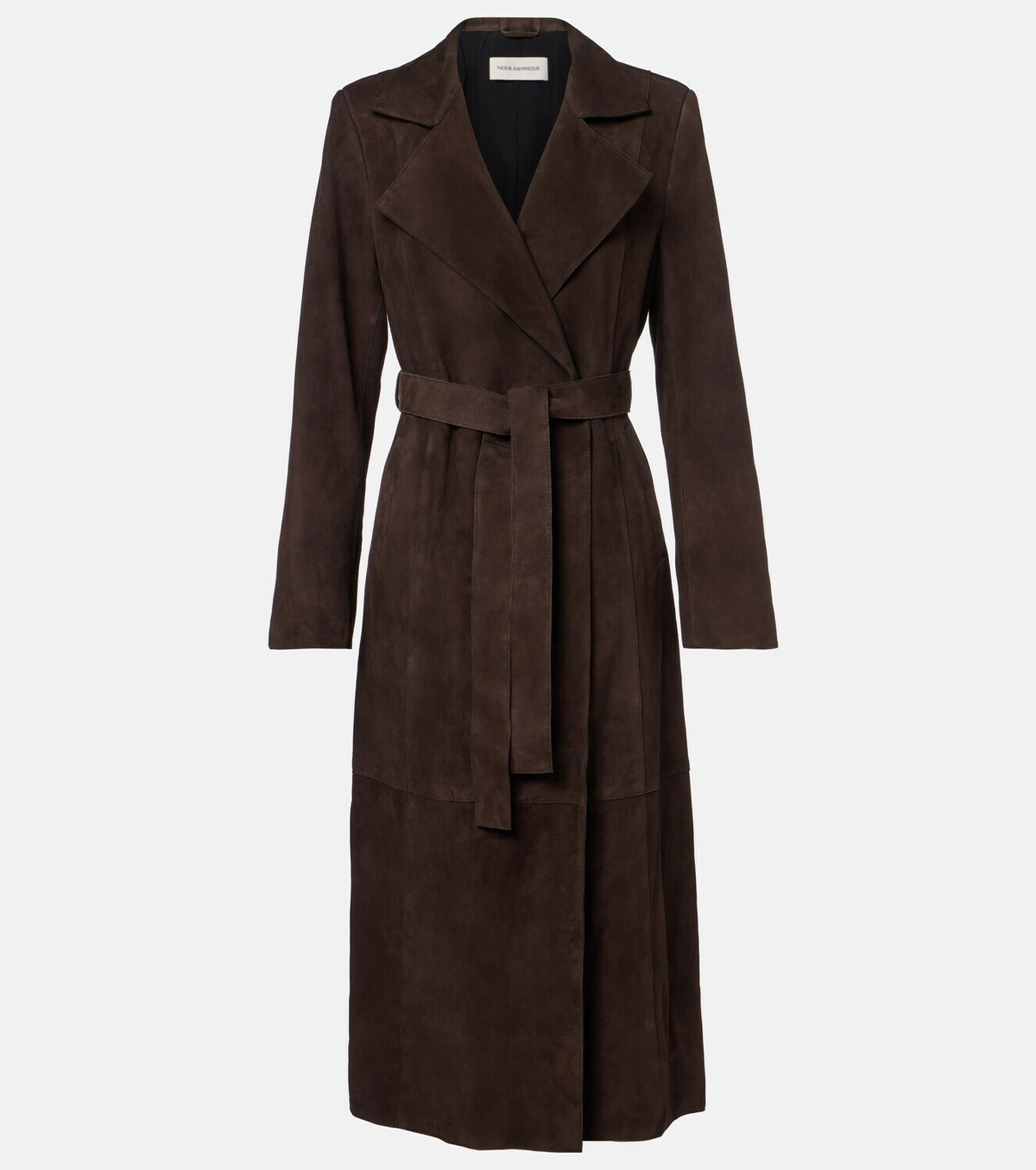 Nour Hammour Winona belted suede wrap coat