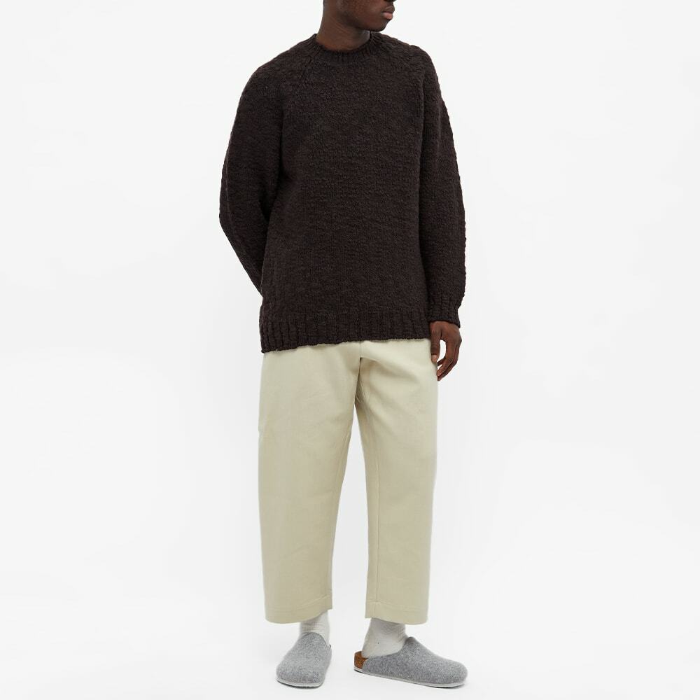 Auralee Men's Slub Crew Knit in Dark Brown Auralee