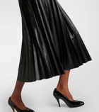 MM6 Maison Margiela Pleated high-rise faux leather midi skirt