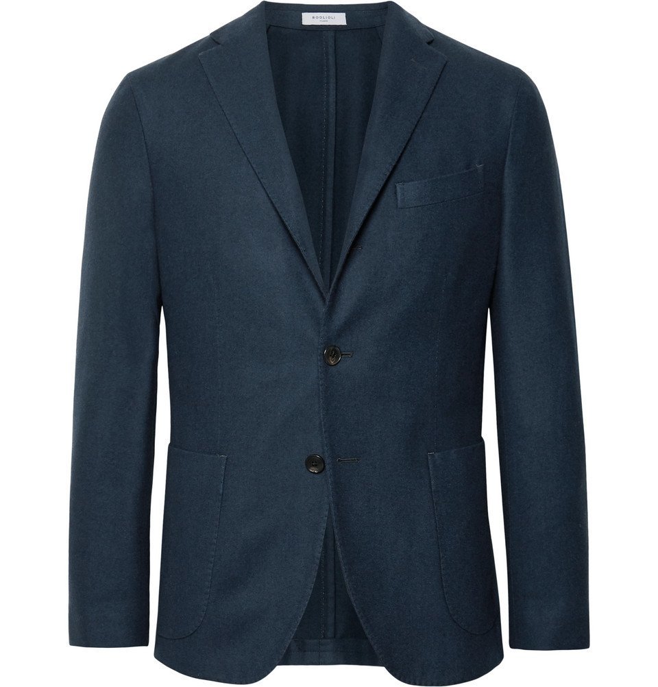 Boglioli - Navy K-Jacket Slim-Fit Garment-Dyed Felted Wool Blazer