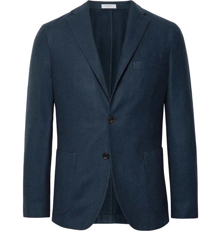 Photo: Boglioli - Navy K-Jacket Slim-Fit Garment-Dyed Felted Wool Blazer - Men - Blue
