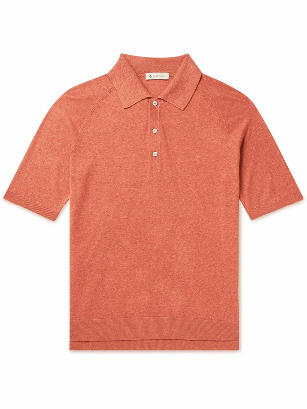 Photo: Piacenza Cashmere - Silk and Linen-Blend Polo Shirt - Orange