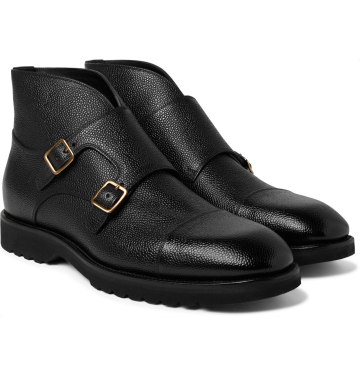 Photo: TOM FORD - Kensington Pebble-Grain Leather Monk-Strap Boots - Black