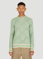 GG Perforated Sweater in Green