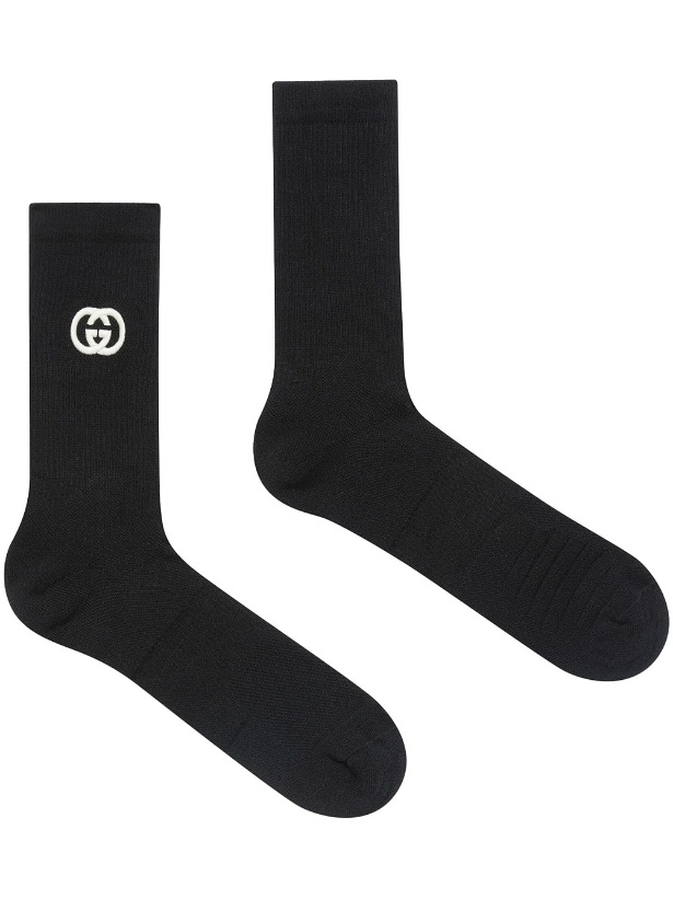 Photo: GUCCI - Cotton Blend Socks With Gg Cross