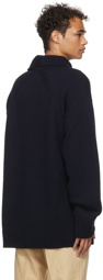 Jil Sander Navy Split High-Neck Sweater Polo