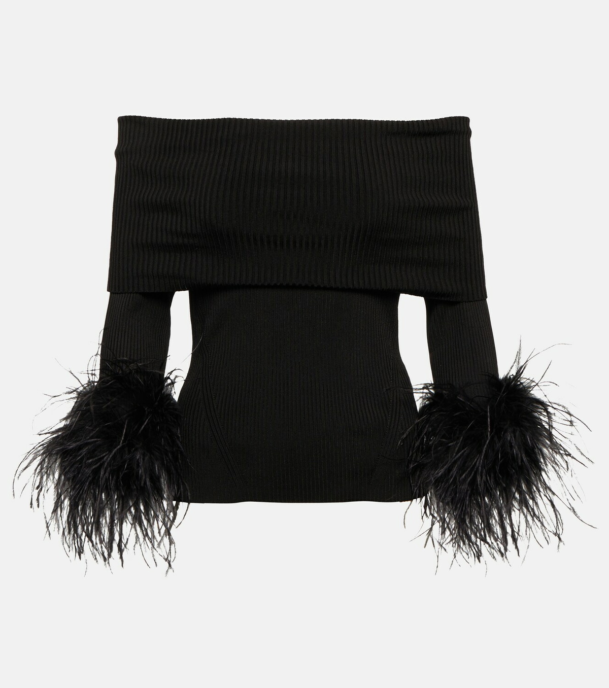 Rebecca Vallance Feather-trimmed off-the-shoulder top