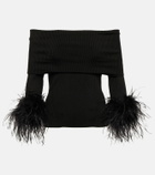 Rebecca Vallance Feather-trimmed off-the-shoulder top