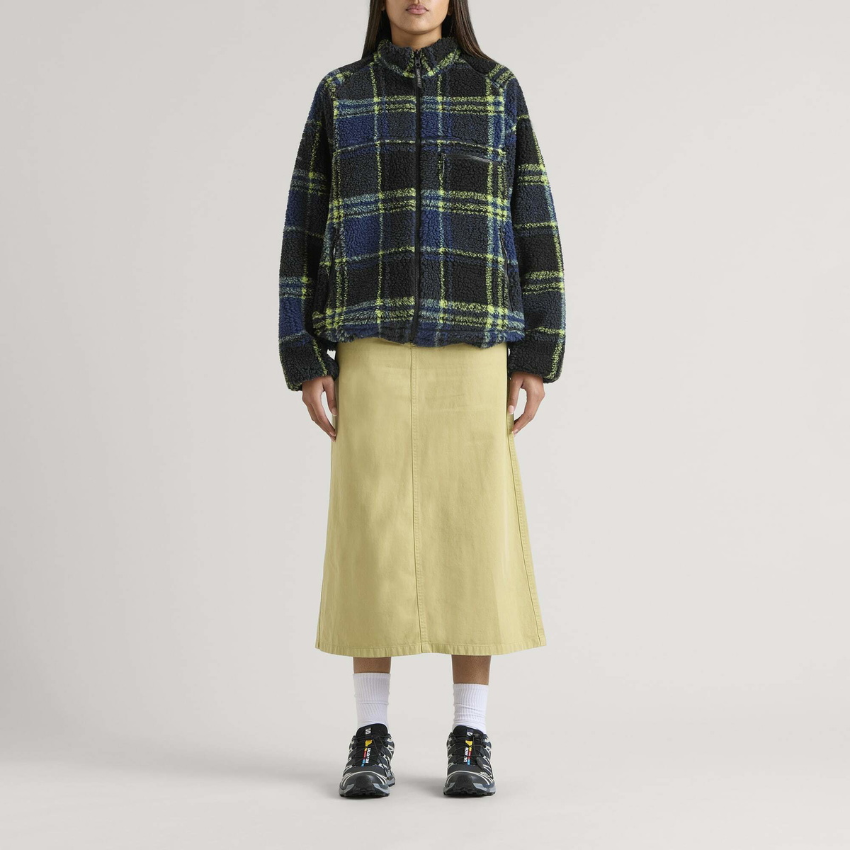 Gramicci Reversible Sherpa Jacket in Plaid/Black