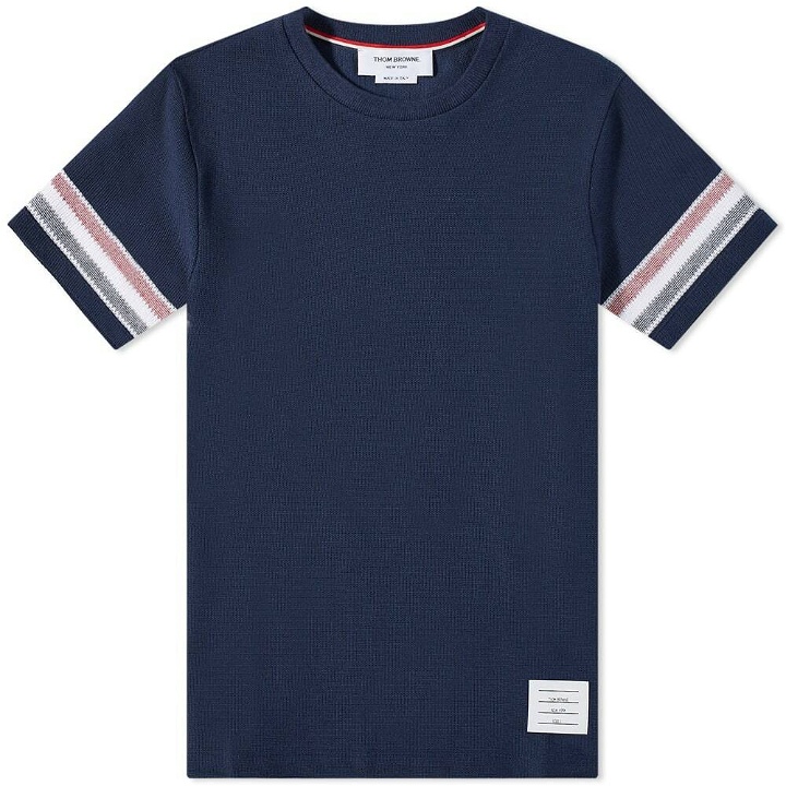 Photo: Thom Browne Men's Striped Sleeve T-Shirt in Navy