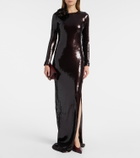 Rodarte Floral-appliqué sequined gown