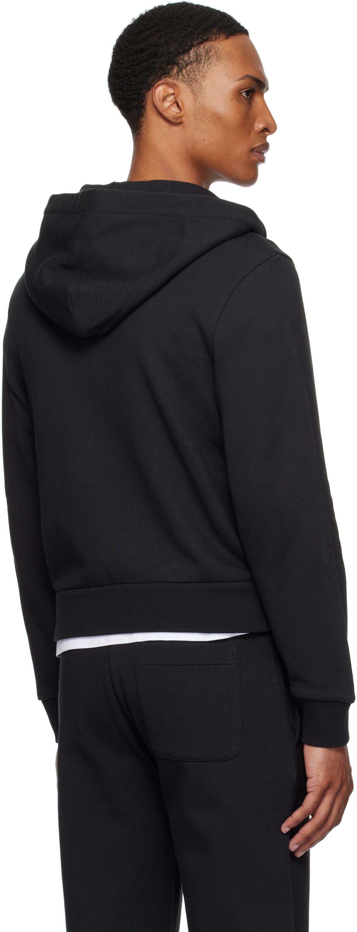 Moncler Black Logo Cotton Zip-Up Hoodie Moncler