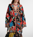 Etro Jacquard wool-blend wrap cardigan