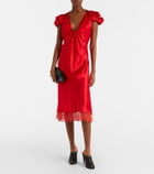 McQueen Lace-trimmed satin midi dress