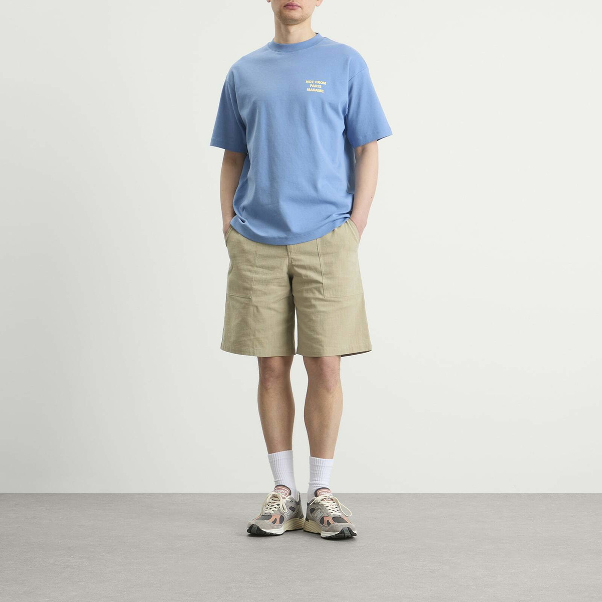 Drôle de Monsieur Men's Cotton Elasticated Waist Shorts in Kaki