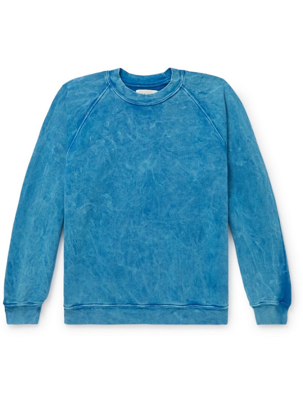 Photo: Les Tien - Garment-Dyed Fleece-Back Cotton-Jersey Sweatshirt - Blue