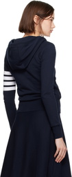 Thom Browne Navy Classic Loopback Full Zip Hoodie