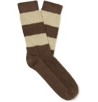 Thunders Love - Link Striped Egyptian Cotton-Blend Jacquard Socks - Brown