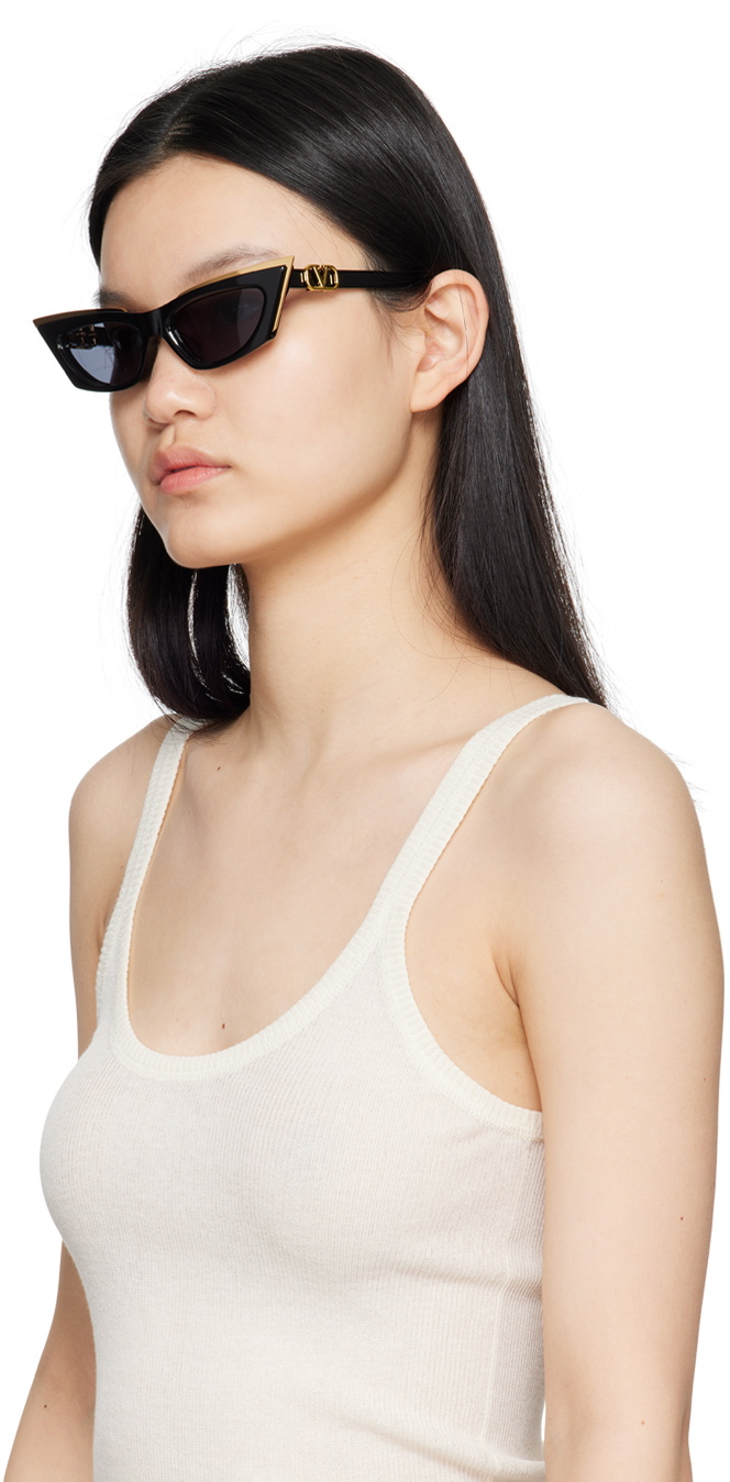 Valentino Garavani Black V-Goldcut I Sunglasses