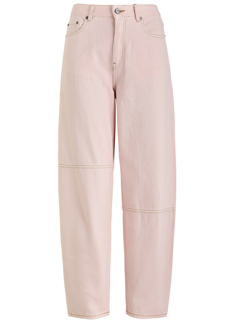 ☆送料・関税込☆GANNI★ GANNI LOOSE FIT LOGO PANTS★PINK Primrose Pink Pink Washed Cotton Twill Pants | GANNI US