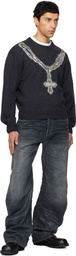 We11done Gray Cross Necklace Sweater