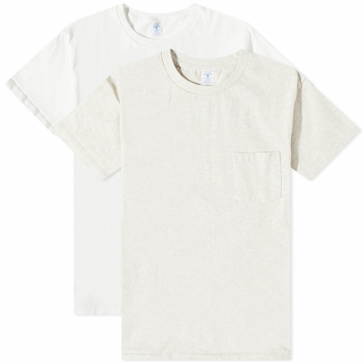 Photo: Velva Sheen Men's 2 Pack Pocket T-Shirt in White/Oatmeal