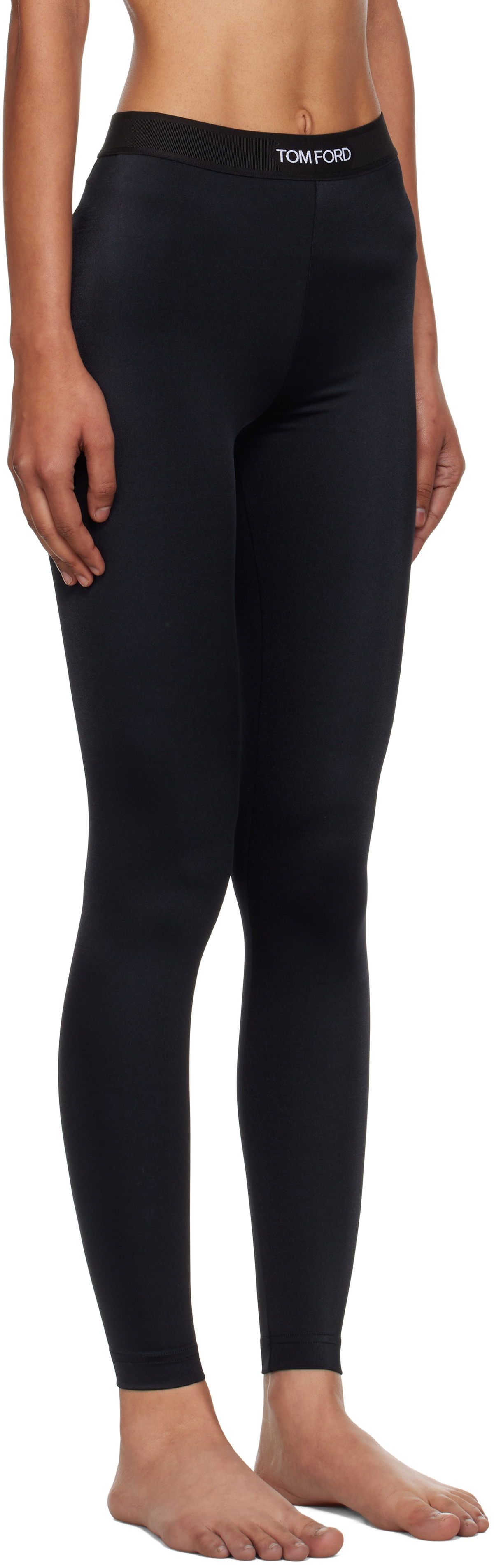 TOM FORD Black Lustrous Jersey Signature Leggings