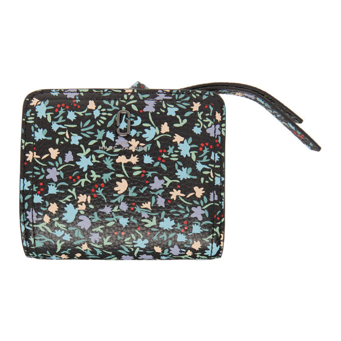 Marc Jacobs Black Mini Ditsy Floral The Softshot Compact Wallet