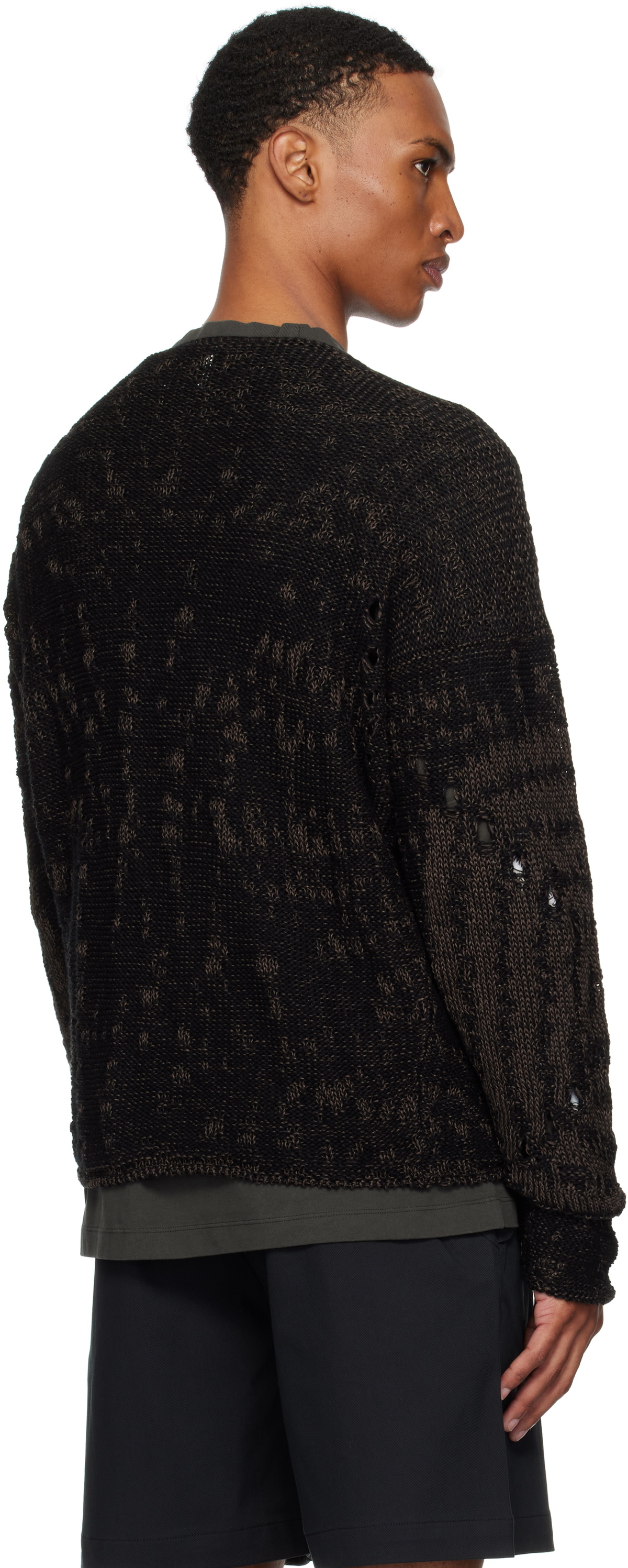 ROA Black & Brown Vortex Crewneck Sweater