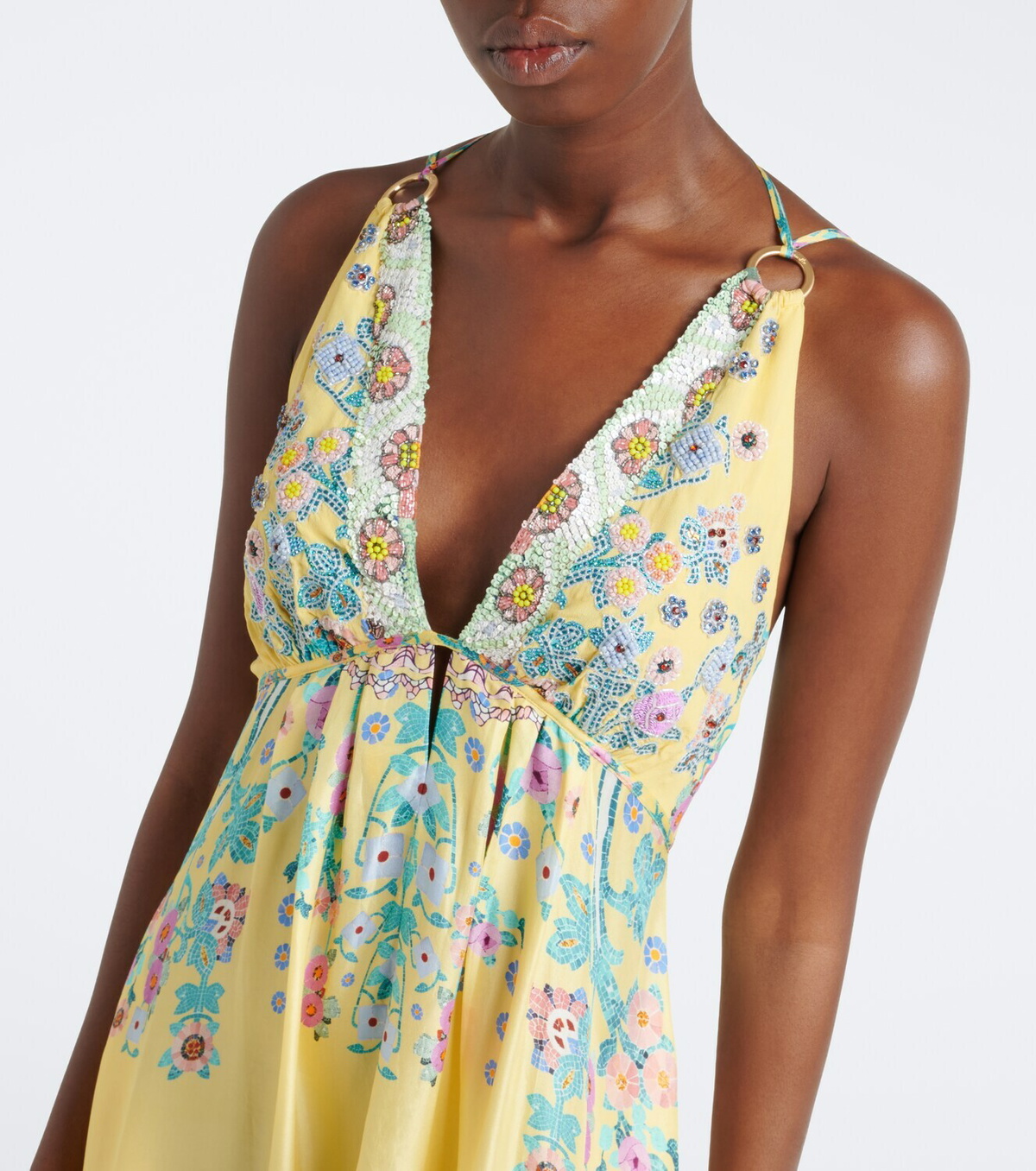 Camilla Sequined floral silk maxi dress