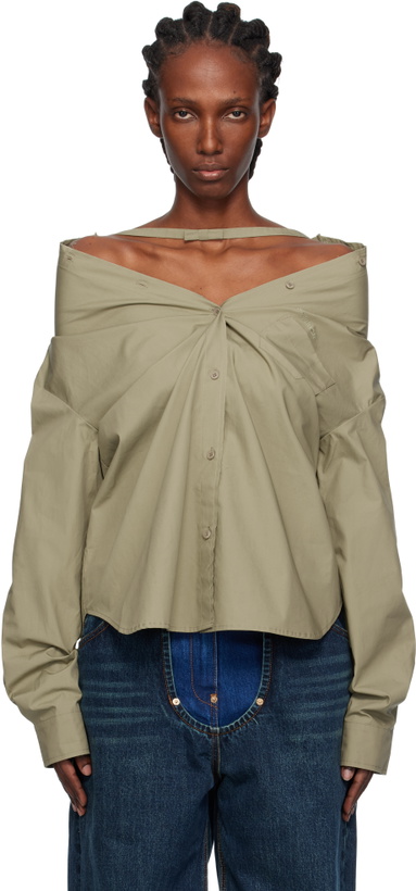 Photo: Pushbutton Khaki Dropped Shoulder Shirt