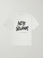 Acne Studios - Logo-Print Distressed Cotton-Blend Jersey T-Shirt - White