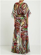 PUCCI Silk Chiffon Marmo Print Robe Dress