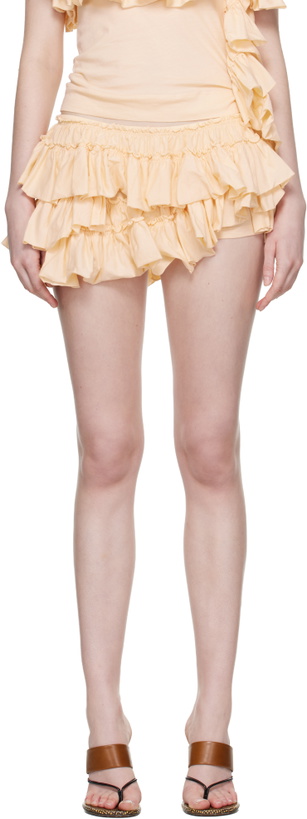 Photo: Dries Van Noten Beige Ruffled Micro Shorts
