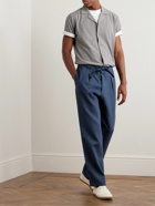 Stòffa - Slim-Fit Straight-Leg Linen Drawstring Trousers - Blue