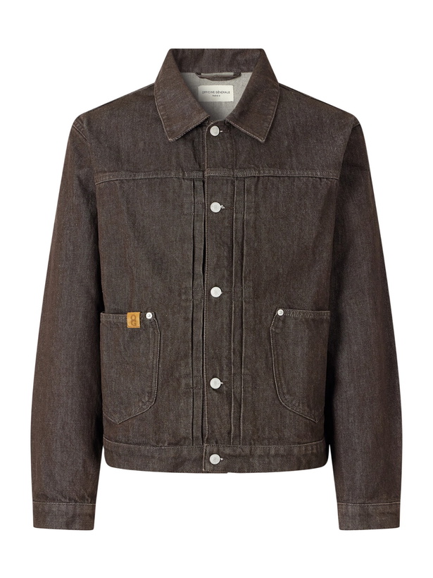 Photo: Officine Générale - Vince Pleated Organic Denim Jacket - Brown
