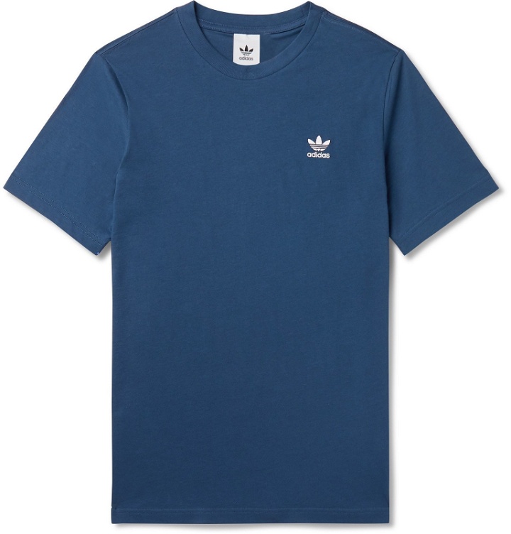 Photo: adidas Originals - Logo-Embroidered Cotton-Jersey T-Shirt - Blue