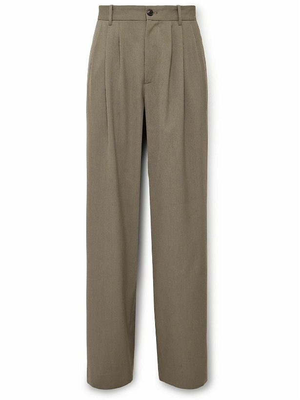 Photo: The Row - Rufus Wide-Leg Pleated Woven Trousers - Brown