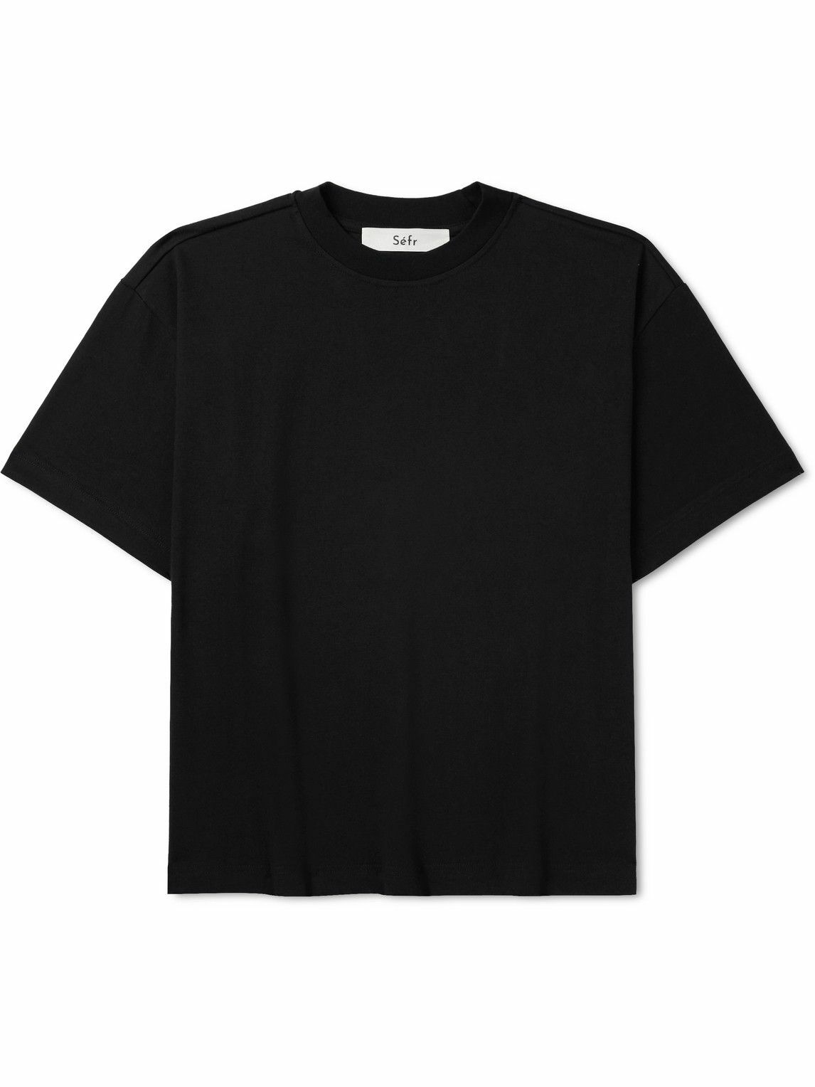 トップス Sefr UNEVEN LONGSLEEVE BLACK JERSEY Séfr Black Uneven Long Sleeve T-Shirt Séfr