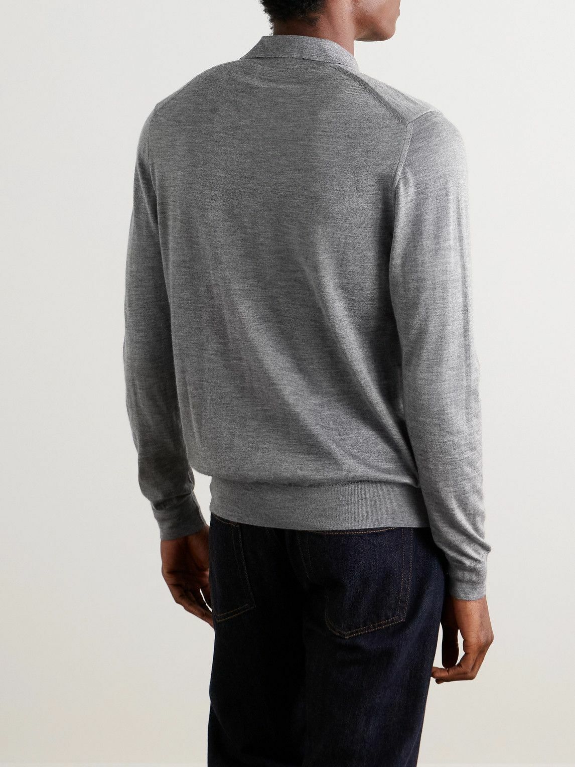 Incotex - Incotex Slim-Fit Cashmere and Silk-Blend Polo Shirt - Gray