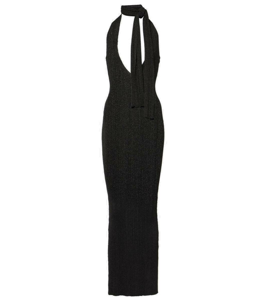 Aya Muse Scarf-detail lamé maxi dress Aya Muse